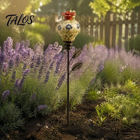 Nature Inspired Outdoor Decor Hummingbird Feeder Garden Stake, Vintage Resin Flower Decorative Feeder, Wild Hanging Bird Feeding Station Nectar