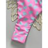 Sexy pink blue heart print micro bikinis sets two pieces halter back tie thong swimsuits bathing suit swimwear biquini tankini