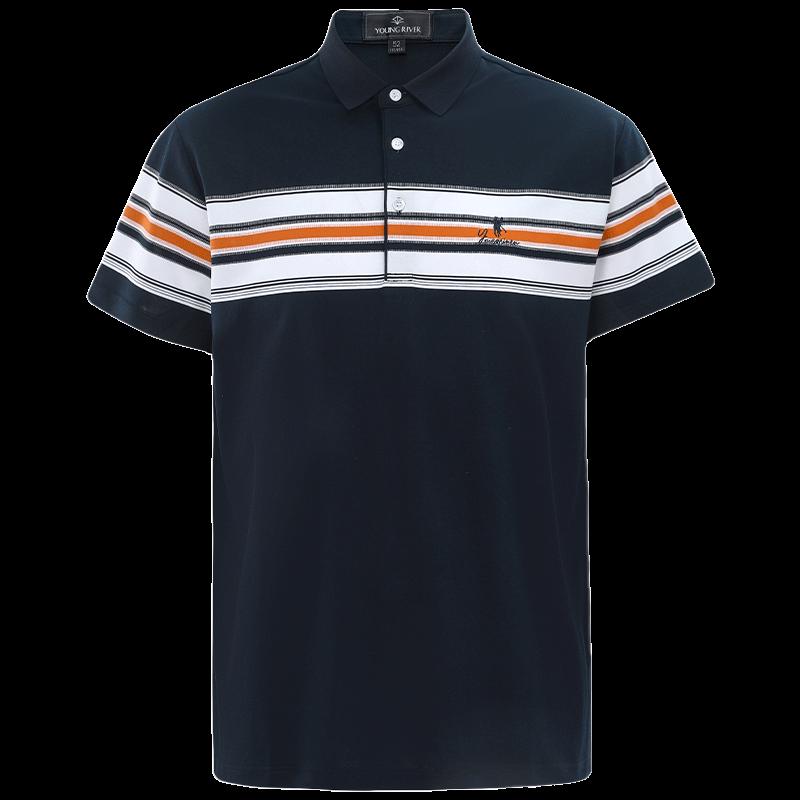 Yayin Men s Striped Color-block Short-sleeve Polo Shirt L