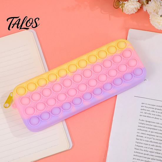 Stress Reducing Stationery Pop Pencil Case, Large Capacity Silicone Storage Bag, with Case Bubble Toy Decompression for Kids School Office Durable