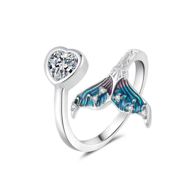 Qi Yu Women s Mermaid Tail Ring - Unique Sweet Cool Open Design Adjustable Open Ring платиновый
