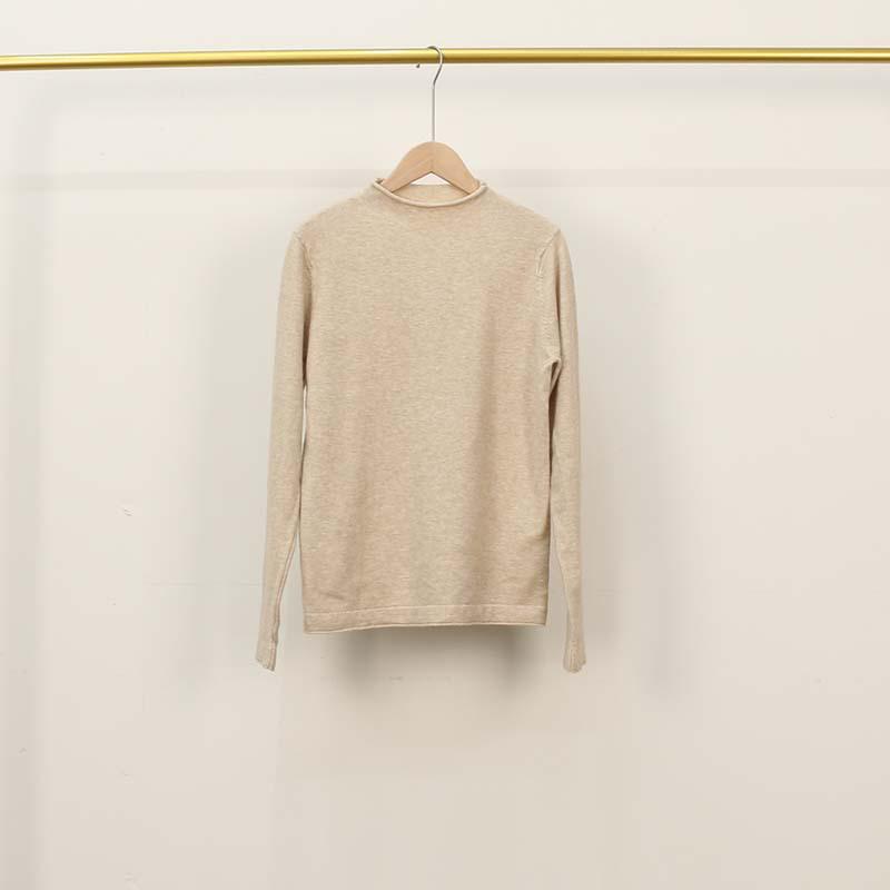 Women's Solid Color Half-High Neck Wool Knit Sweater - Autumn/Winter Short Thick Pullover Base Layer Knitwear