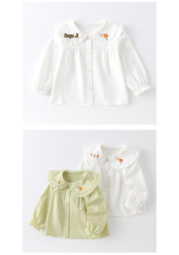2026 Girls' Long Sleeve Doll Collar Shirt for Autumn and Spring