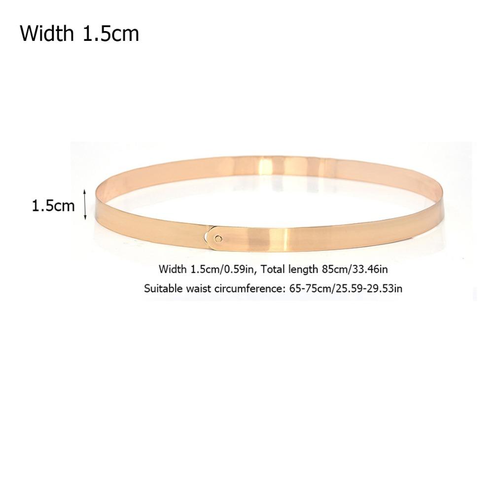 Регулируемый женский поясной ремень Полностью металлический Универсальный аксессуар Элегантный женский пояс для платьев Gold - 1.5cm