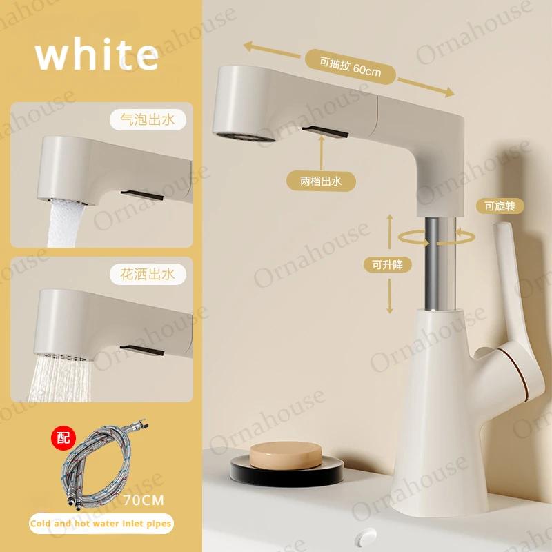 

Ванная комната Кремовый воздух медный белый подъемный кран для умывальника бытовая выдвижная раковина аксессуары для ванной комнаты горячая и холодная