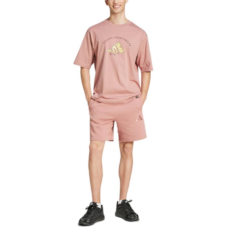 Adidas SS25 Fashion Simple Breathable Loose Fit Lace-Up Casual Shorts Men Shorts Pink JC5368