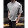Men's Heather Gray Mock Neck Short Sleeve T-Shirt Casual Oversized Streetwear Top