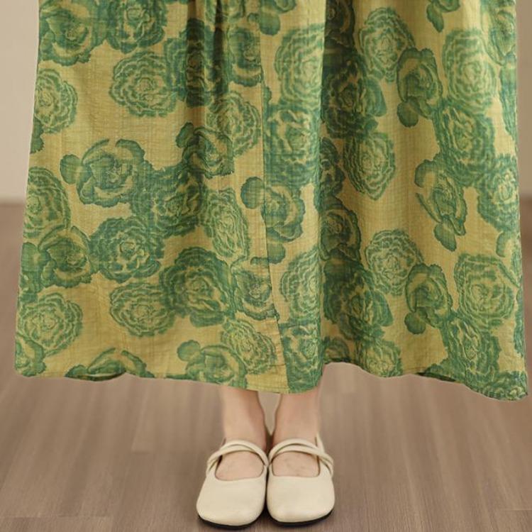 New Spring Summer Vintage Floral Print Maxi Dress Loose Oversize Long Sleeve for Women Plus Size