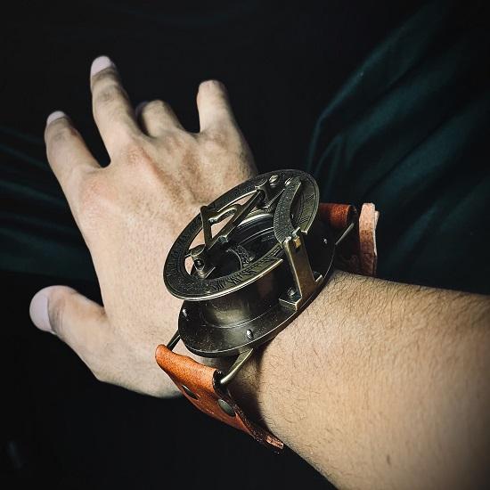 Handmade Sundial Marine Wrist Compass Watch Vintage Style Watch Antique  Compass