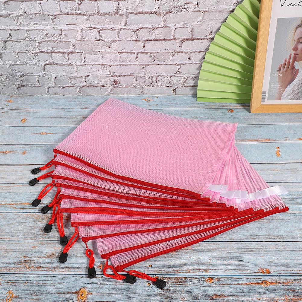 10pcs Mesh   Bag   File Folder PVC Transparent Information Pack Document