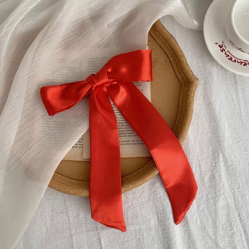 Imitation silk scarf, long strip, high-end feeling, multi-purpose neck protector, small scarf, tied bag, streamer, headscarf, headband, waist belt.