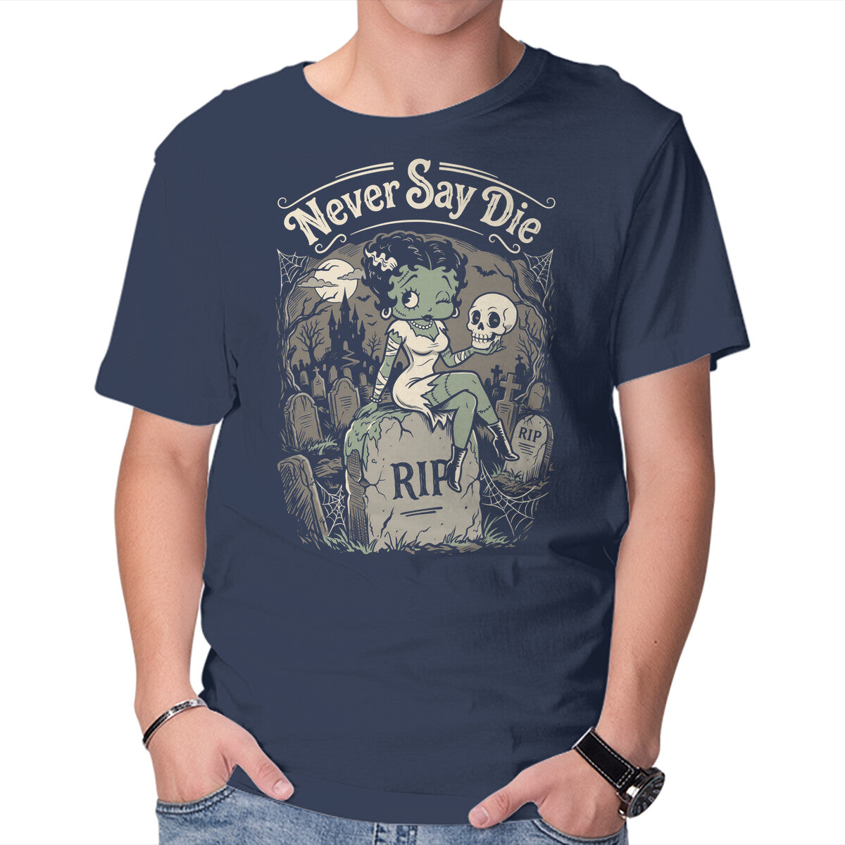 Unisex Crew Neck T-Shirt Pinup Bride Graphic Short Sleeve Casual Tee L