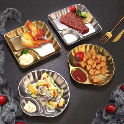 Edelstahl Snack Tablett Set mit Dip Schüssel Fein Poliert Design Sandwich Serviertablett