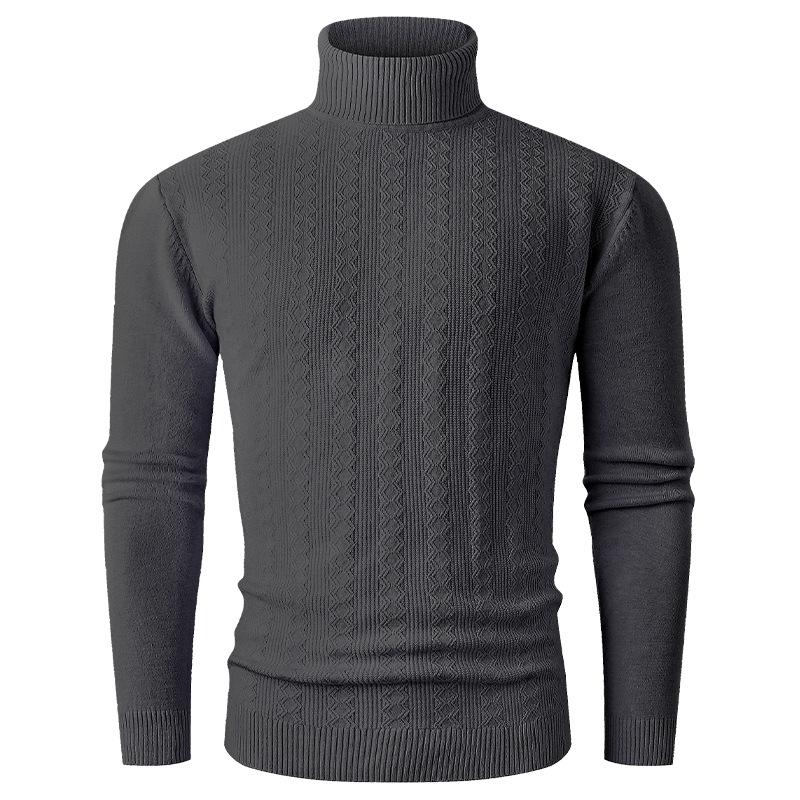 

Men S Solid Color Turtleneck Sweater Autumn And Winter Men S Casual Slim-Fit Knitted Bottoming Shirt 3XL темно-серого