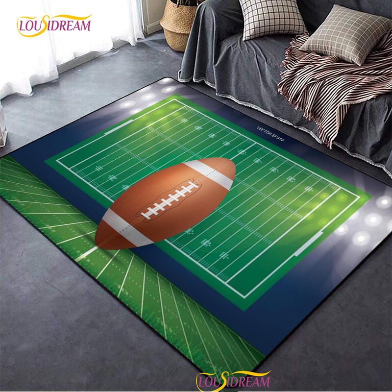 Personalisierter American Football Court Teppich, Teppich für Wohnzimmer Schlafzimmer Dekoration, Kinder Küche Badezimmer Rutschfeste Bodenmatte Alfombra