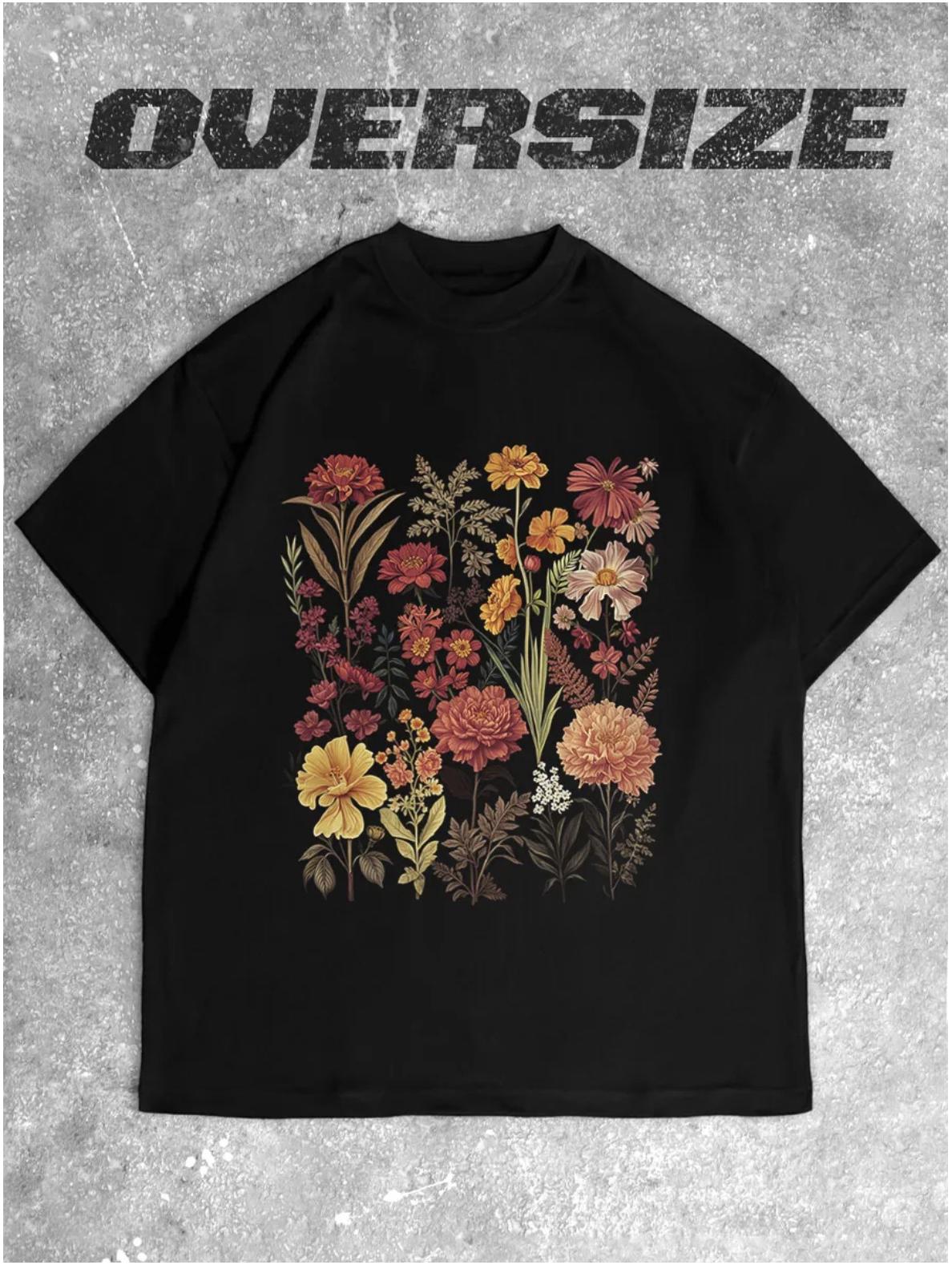 Guochao 100% Cotton Retro American Style Casual Summer T-shirt – Loose Fit, Short Sleeve 2XL чёрный