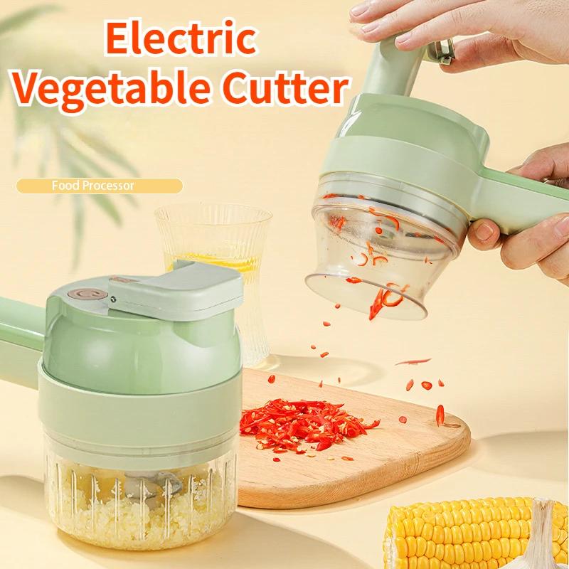 4In1 Multifunzionale Elettrico Taglierina di Verdure Affettatrice Aglio Fango Masher Aglio Chopper Taglio Premendo Mixer Fetta di Cibo