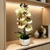 With White Pot Artificial Orchid Potted Flower Pink Artificial Faux Plants  Indoor Decoration