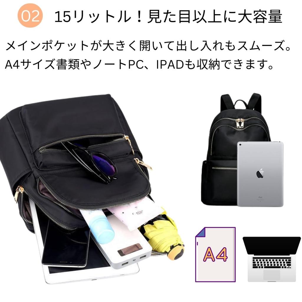 Women's Mini Backpack, A4 Size, 13-inch Laptop Capacity, Back Zipper, Anti-Theft, Lightweight, Large Capacity (15L), 5 Pockets, Perfect for Commuting