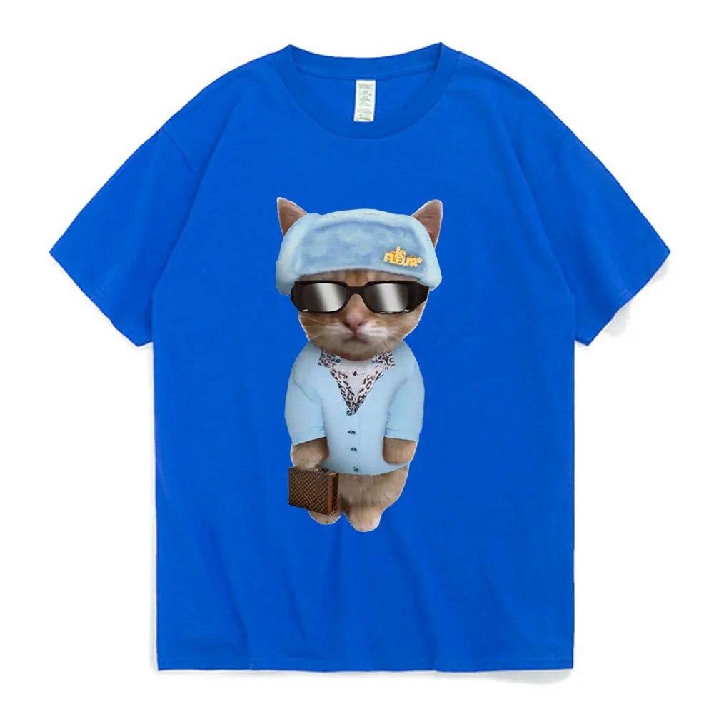 Lustige El Gato traurig weinende Katze Munchkin Kitty Meme trendige Grafik T-shirt Mode Kurzarm T Shirt Unisex Frauen Casual Baumwolle T-Shirt