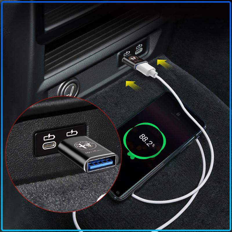 Car Usb Type C Cable Converter Charging Adapter Car Accessories For Alfa Romeo 147 159 156 Giulietta Giulia Mito Spider Alpha Nheadrest