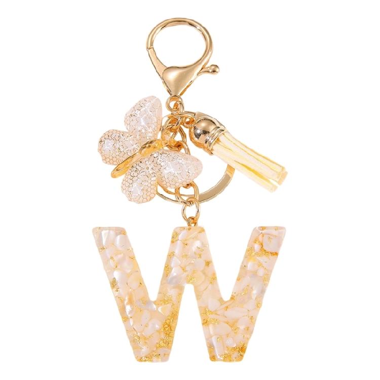 Decorative Initial Keychain Butterfly Charm Tassels Pendant Stylish Resin Alloy Material Compact Everyday Accessory