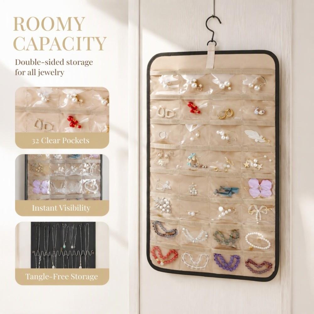 Double Sided Hanging Jewelry Organizer Wall Mount Necklace Bracelet Organizer  Bedroom Organizer