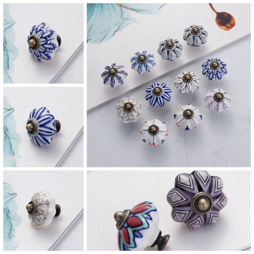 Multiple Colors Vintage Door Handle Single Hole Furniture Knob Durable Pumpkin Handle  Shoe Cabinet