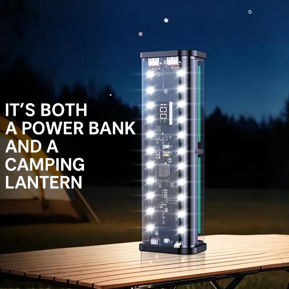 Transparent Shell 6*18650 Power Bank Case 22.5W Fast Charging LED Type C + Dual USB Port Battery Storage Box For iPhone Samsung