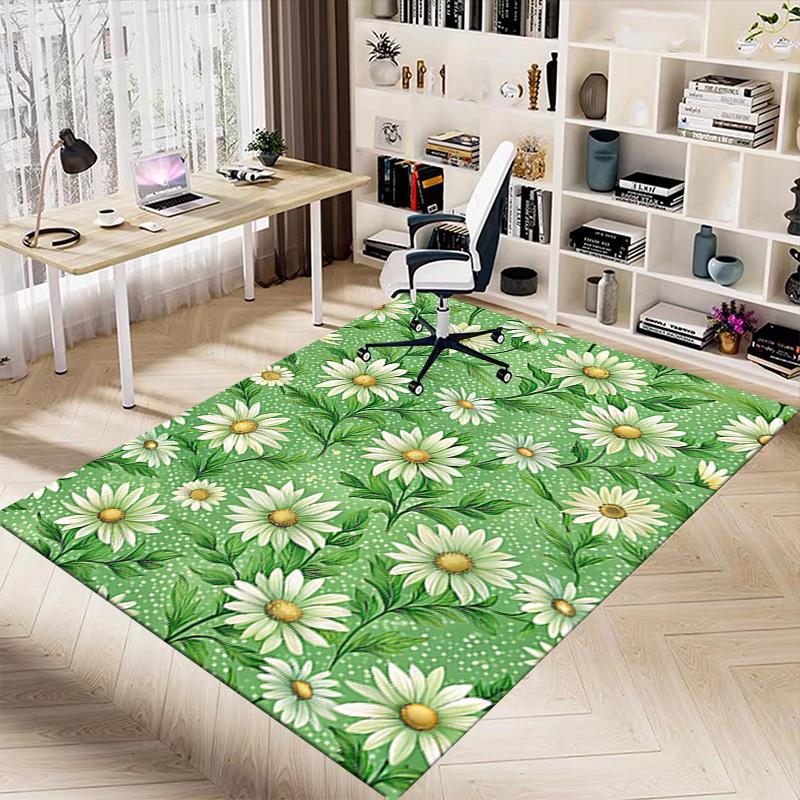 1PC Daisy Pattern Non-Slip Floor Carpet Compatible for Office&Living Room&Dining Room - Flat-Weave Machine- Soft & Pattern-E246