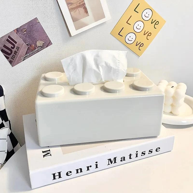 Spring Building Block Tissue Box Wall-mounted Paper Holder Bathroom Waterproof Face Towel Storage Box Punch-free Tissue Boxes