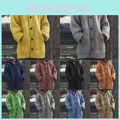 Super kuschelige Strick-Cardigans mit Kapuze für Damen, Pullover, Winterjacke