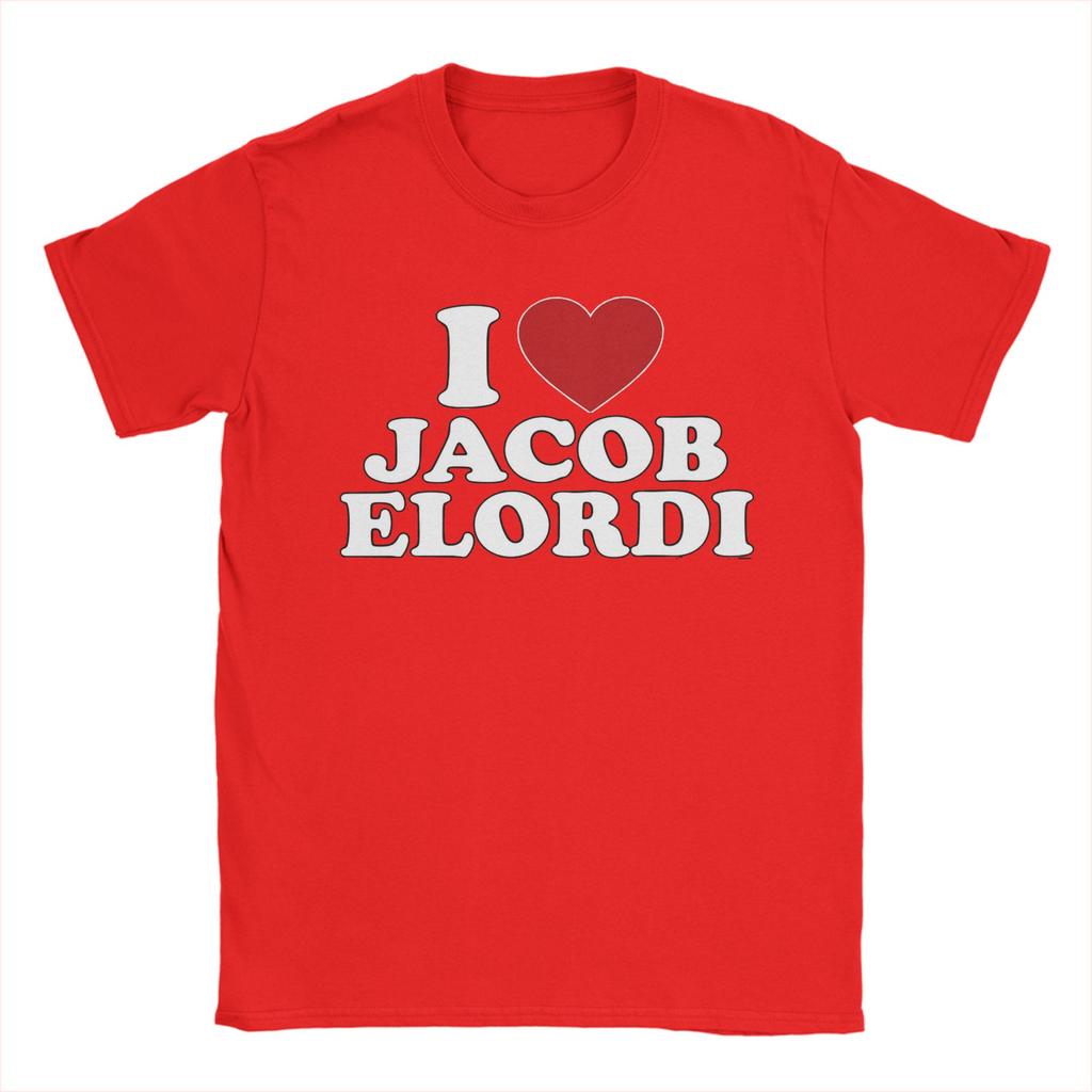 I Love Jacob Elordi Unisex S T Shirt Vintage Tees Short Sleeve Round Neck TShirt Cotton Printing Clothing