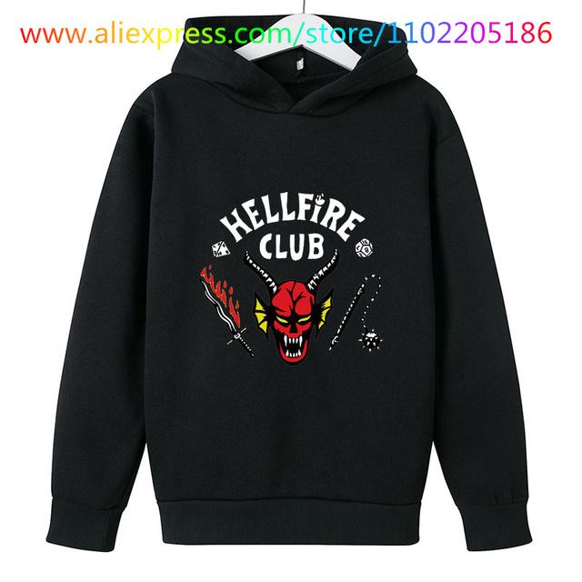 MINISO 2025 kinderkleding Club Sweatshirts 4-14 Jaar Kinderen Baby Meisjes Populair Stranger Things 5 hoodie Bedrukte Hoodies Lange Mouwen Kinder Tops 140