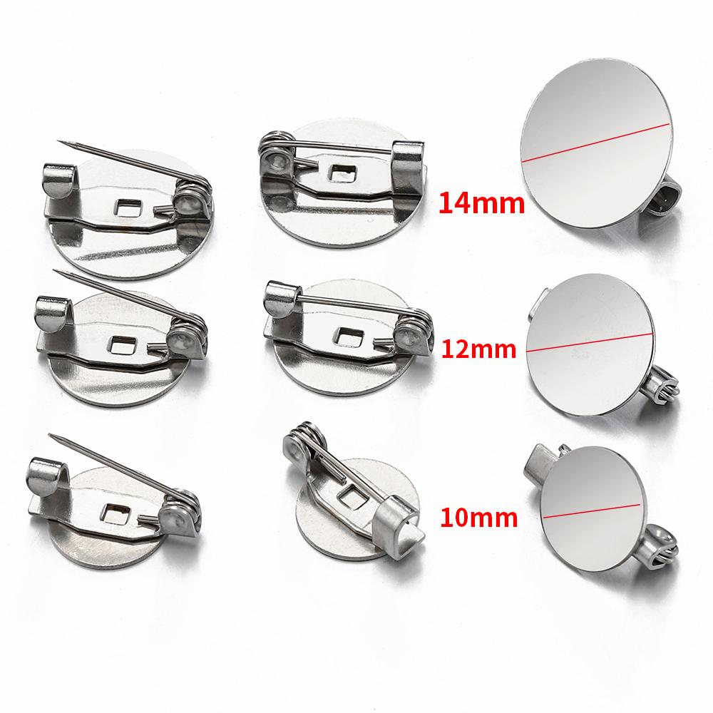 10 Stück Edelstahl Brosche Basis Rund Leer Flache Schale Cameo Fassungen Anhänger für Schmuckherstellung DIY Zubehör
