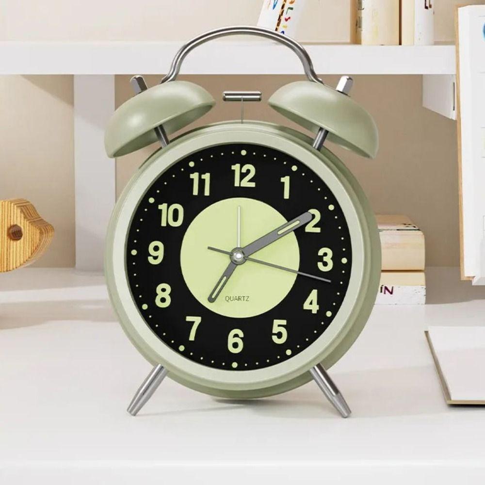 Metal Construction Metal Ring Alarm Clock Round Pointers Luminous Alarm Clock Home Decor