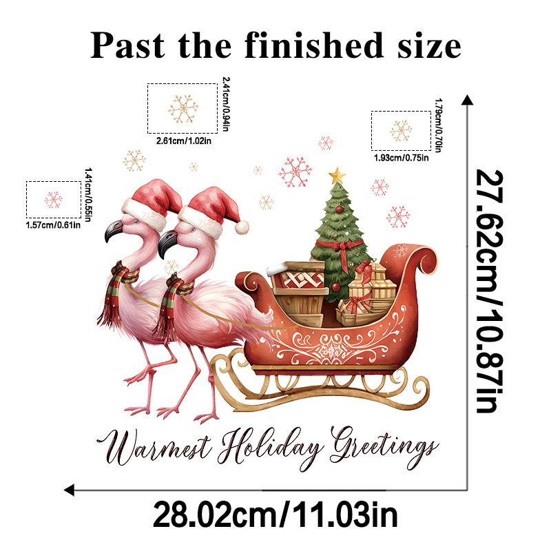 

Мультфильм Санта-Клаус Фламинго Наклейка на стену Веселое рождественское украшение Фреска Фестиваль Домашний декор Самоклеящиеся новогодние наклейки 30x30cm
