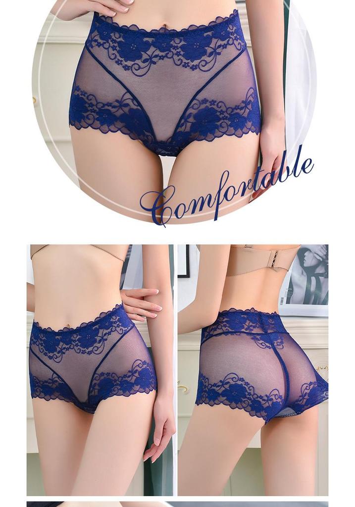 618 Spring/Summer Lace Mid-Waist Hip Lift Triangle Panties - Comfortable Plus Size Women's Underwear with Cotton Crotch
