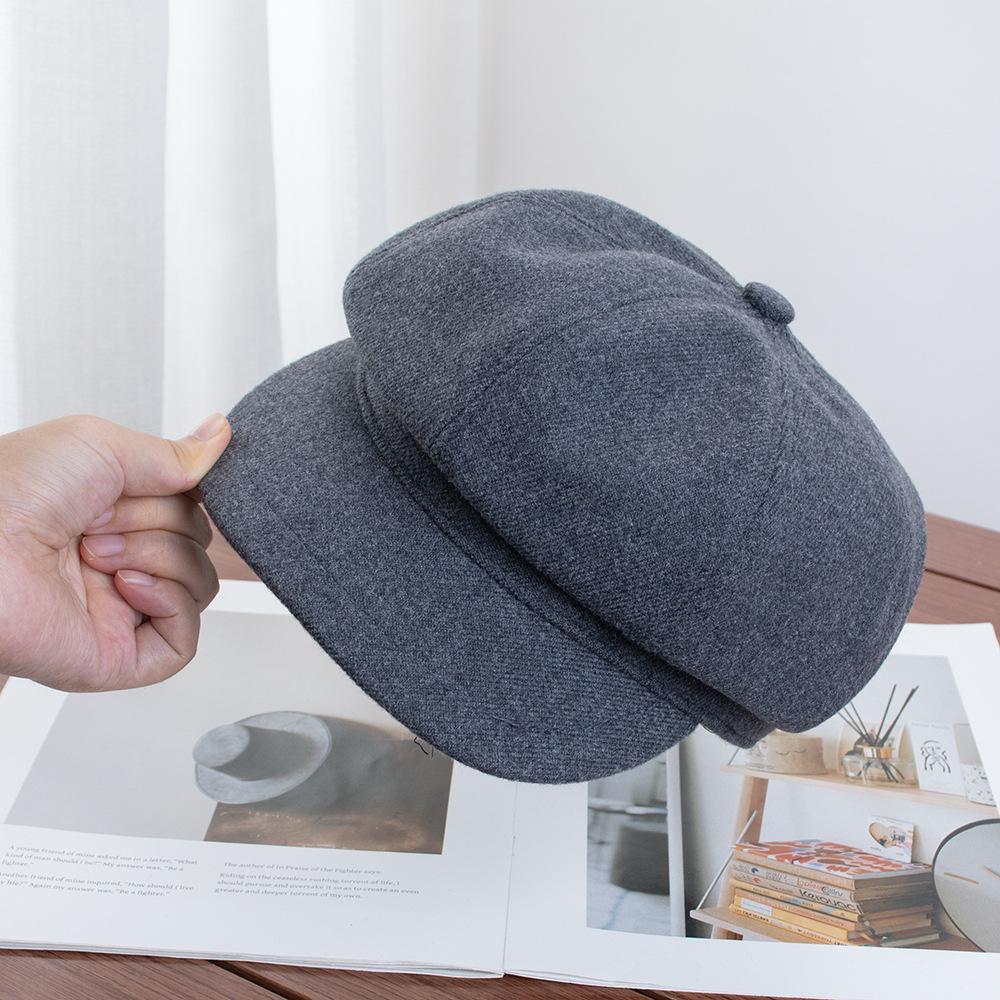 Autumn and winter high-grade retro thick cotton face small octagonal hat British style basic versatile painter hat newsboy hat tide