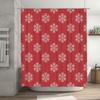 Red Floral Snowflake Shower Curtain Waterproof Decor Bathroom Liner Set For Bathtub Home Improvement Supplies 180Cm X 245Cm (67I