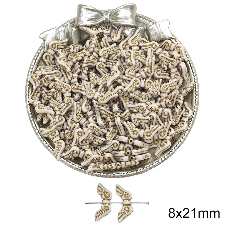 

Акрилові намистини Бароко Ретро Золоті У формі квітки Плоскі круглі намистини для виготовлення ювелірних виробів DIY Браслети Намисто 8x21mm50pcs білий