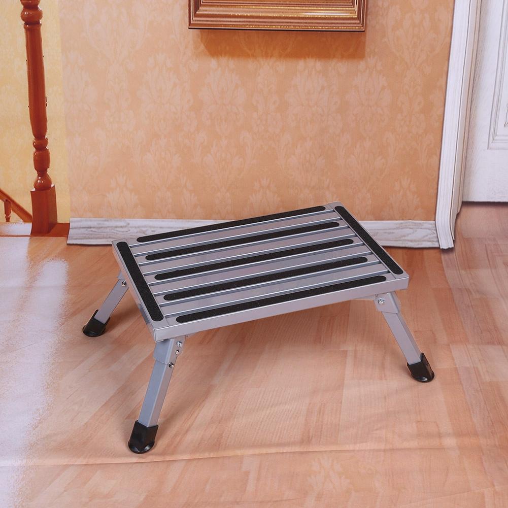 Scaun pliabil portabil din aluminiu cu platformă de siguranță, scară treaptă, accesorii pentru rulote și camping