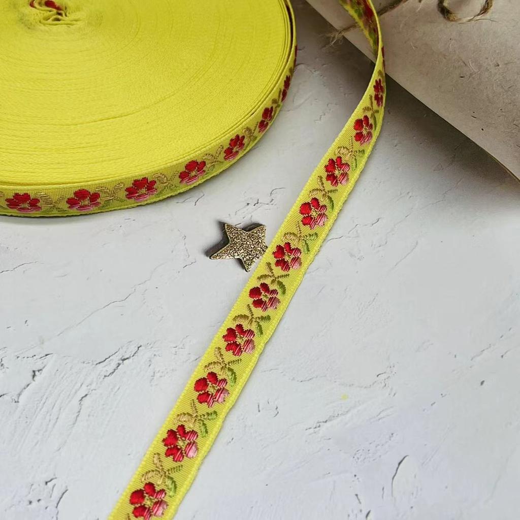 1.2Cm Ethnic Style Small Flower Jacquard Webbing Festival Decorative Ribbon Jewelry Clothing Luggage Accessories