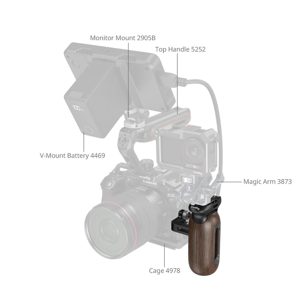 Mânăr de mână lateral din lemn SmallRig pentru cameră foto cu șurub 1/4"-20 (5237)