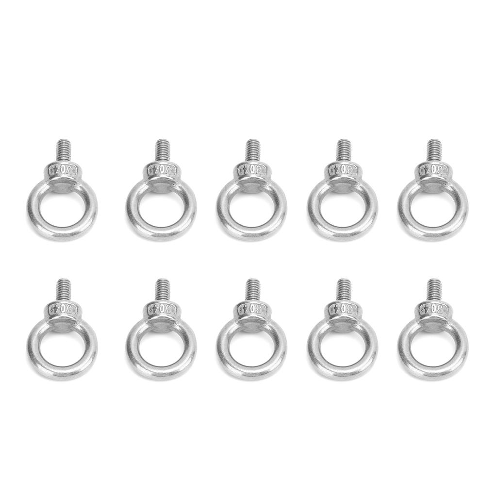 10pcs M6 Stainless Steel Lifting Eye Ring Bolts Screw Fastener Nuts Shoulder Eye Bolt