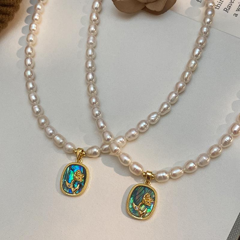 New Style Elegant Rose Flower Pendant Natural Freshwater Pearl 14K Gold Filled Female Necklace Girlfriend Engagement Gifts