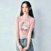 Sweet Romantic Cat Print Short-Sleeve T-Shirt