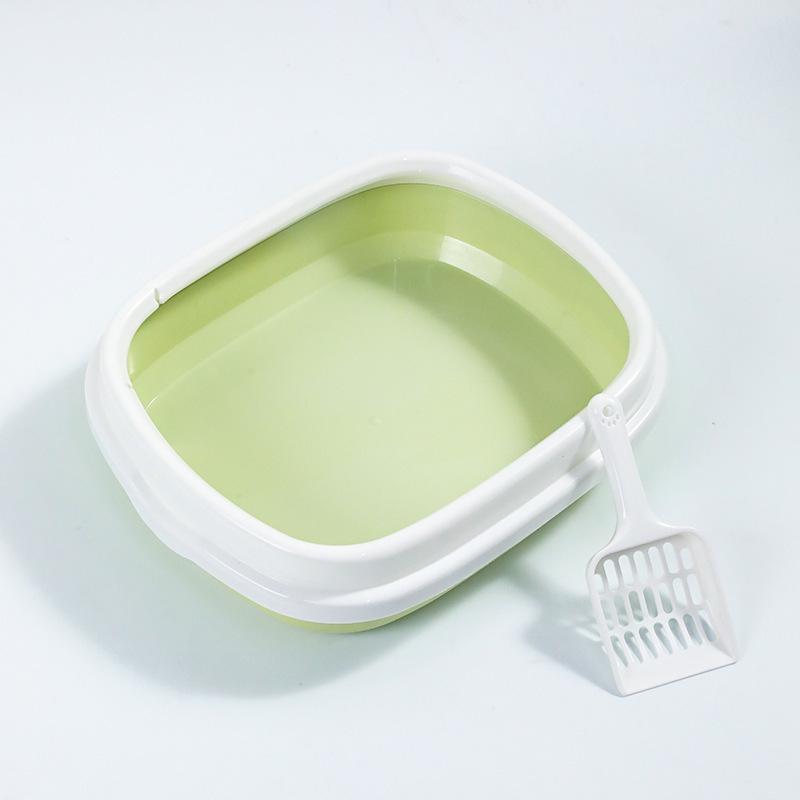Semi-Enclosed Oval Cat Litter Box with High Sides & Scoop, Anti-Splash Design 