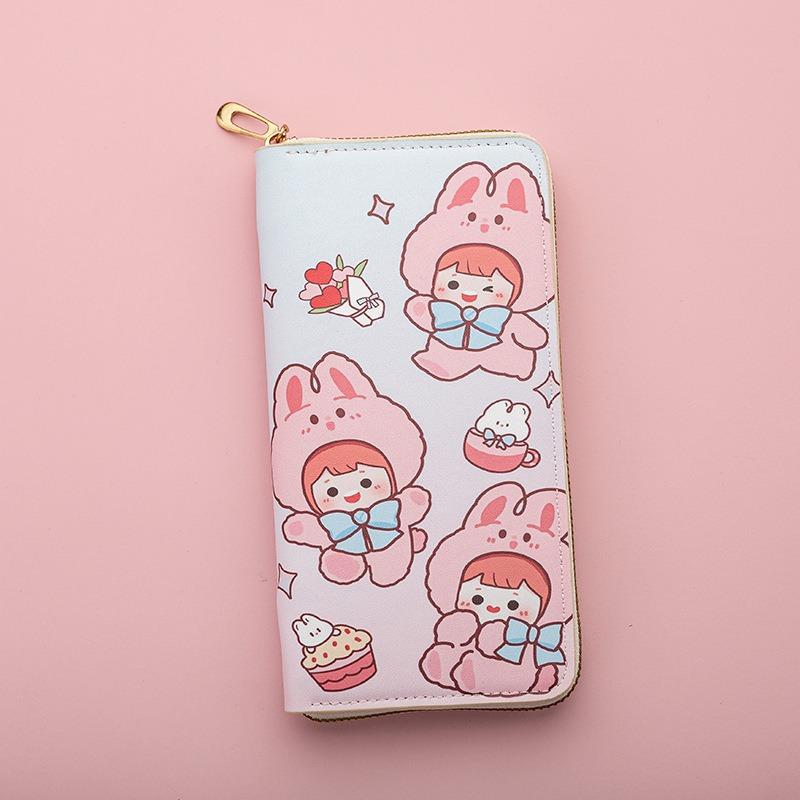 Long Wallet Female Student Cartoon New Large Capacity Mobile Phone Wallet Zipper Card Bag Clutch Bag Storage Bag