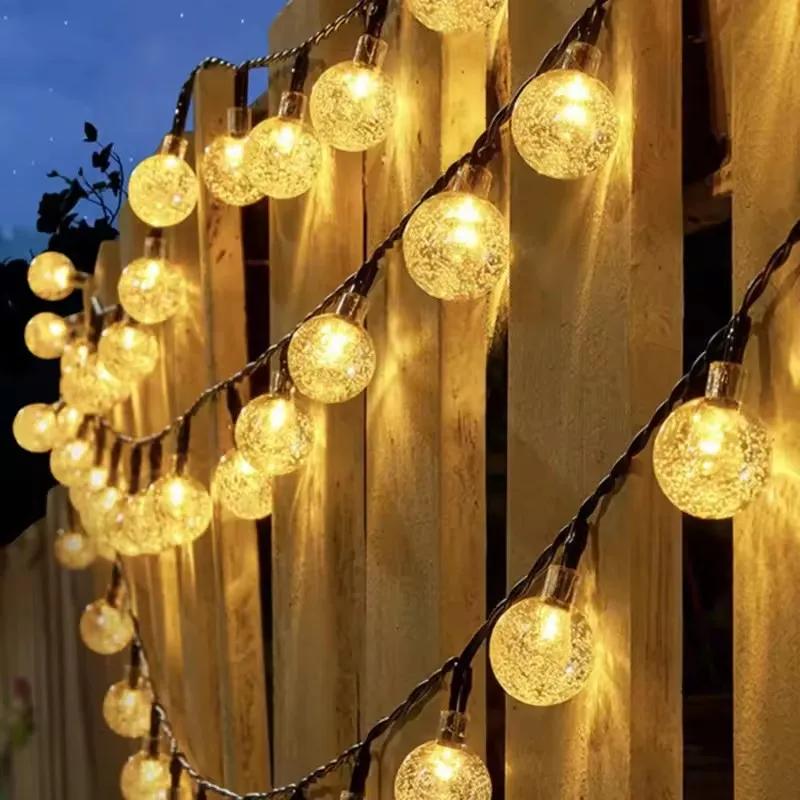 Solar Crystal Globe LED String Lights, 8 Modes Fairy Garland, 20/50/100 LED Solar Powered Light for Garden Christmas Party Outdoor Decor